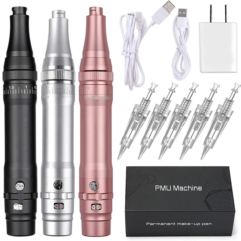 Wireless Permanent Makeup Machine for Eyebrows Miroblading Shading Eyeliner Lip Microshading PMU Machine Tattoo Pen Gun MTS Kit
