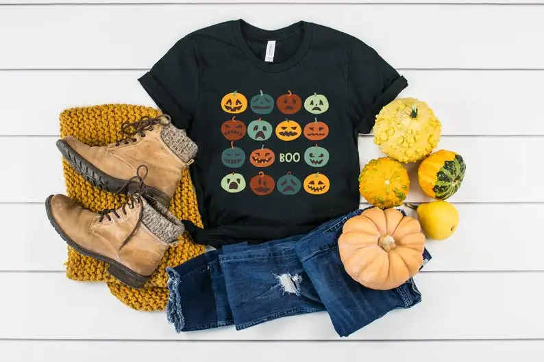 

Happy Halloween Pumpkin Costume Funny Halloween Gift Sisters Trick Treat Shirt 100%cotton O Neck Female Clothing Casual Shirts