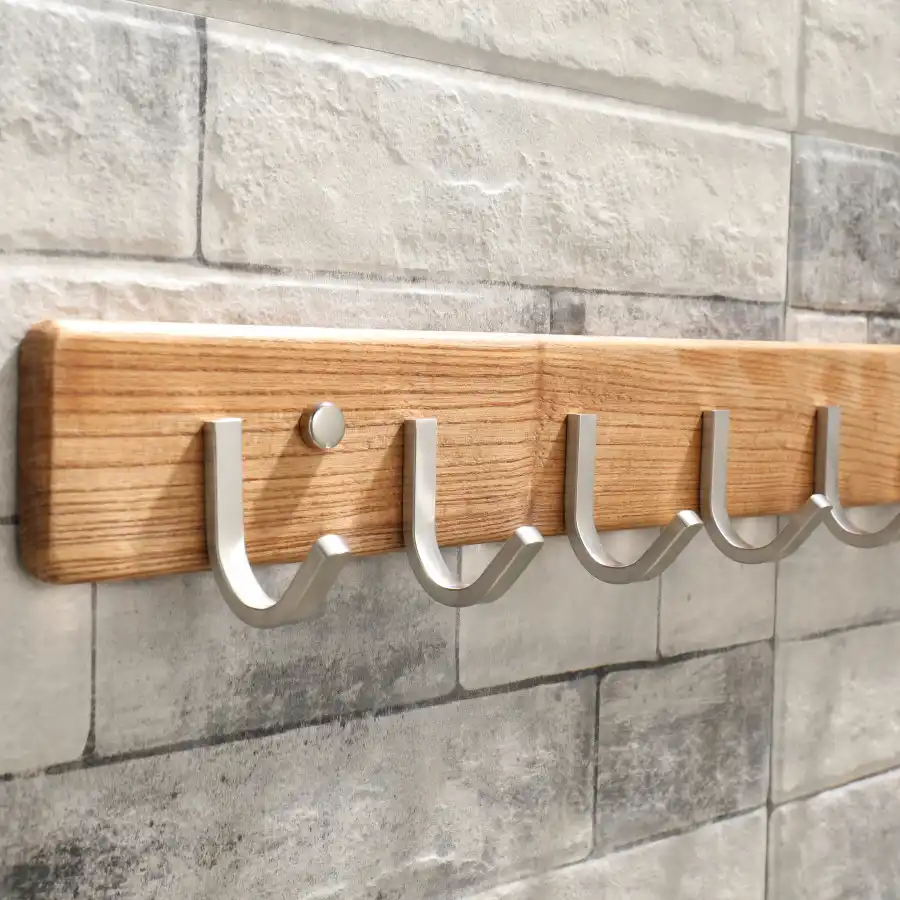 wooden stainless steel towel clothes hook bathroom door holder