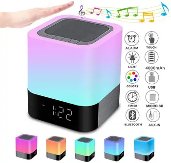 

Night Light Bluetooth Speaker Alarm Clock Bluetooth Speaker Touch Control Bedside lamp Multi-Color Changing LED Table Lamp
