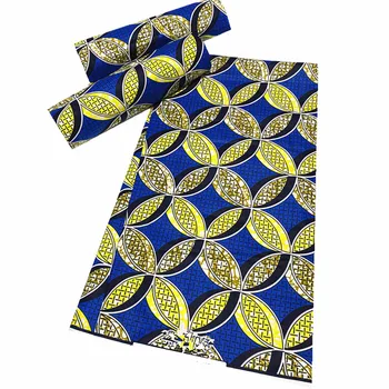 

Blue+Yellow Guarunteed Real African Wax Prints High Quality African Fabric 100% Cotton 6yards Tissue Ankara Wax N929-28