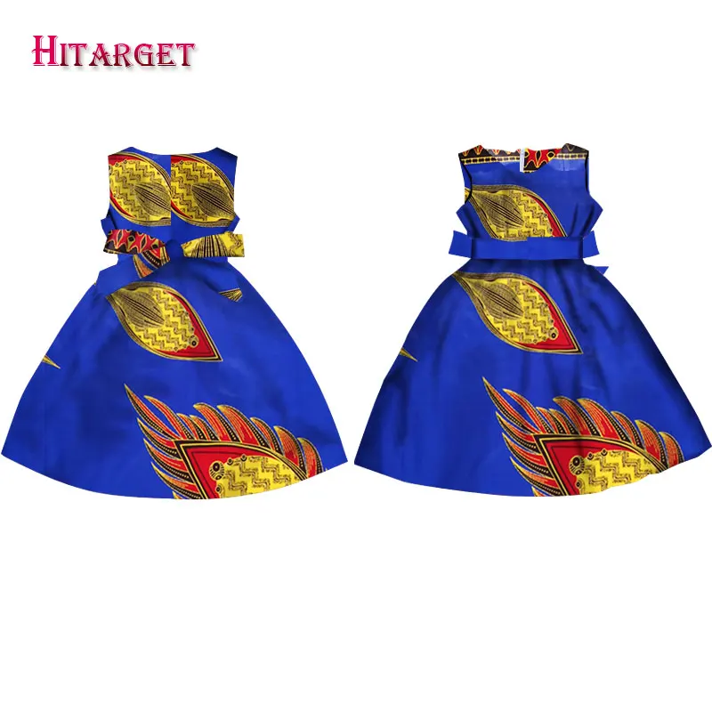 Модные африканские платья для девочек; Vestidos Kanga; одежда с принтом Дашики в африканском стиле; платье трапециевидной формы без рукавов; Java; WYT57