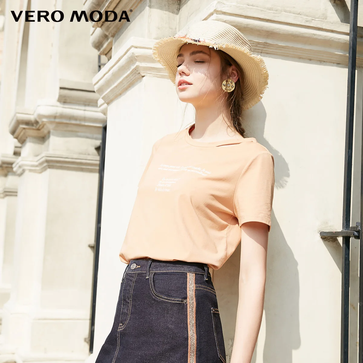 Vero Moda женская футболка с буквенным принтом и вырезом | 319201561