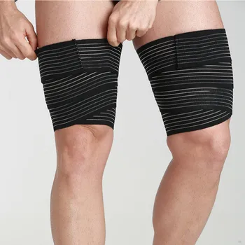 

2pcs Thigh Support Bandage Breathable Leg Wrap Compression Elastic Thigh Brace Protector for Bodybuilding Weightlifting Squat