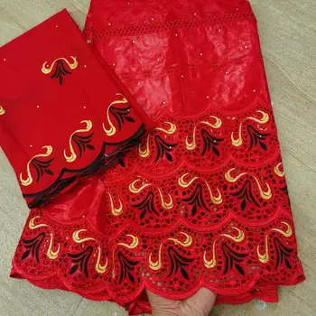 

African bazin riche fabric with brode Latest fashion embroidery basin lace fabric with net lace 5 +2yards