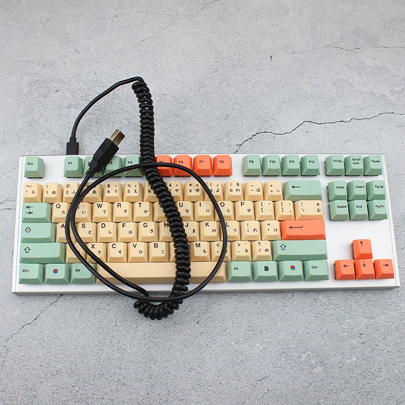 Coiled Cable Micro Mini USB Type-c Mechanical Keyboard Black White Grey Interface Cable For Gh60 XD
