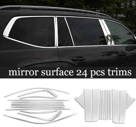 24 pcs 1 Накладки на окна автомобиля из нержавеющей стали для Volkswagen Atlas volkswagen Teramont - Цвет: 24 pcs 1