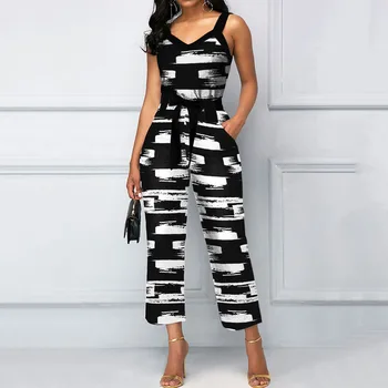 

African Casual Sexy Club Black Chic Office Ladies Womens Jumpsuits Slim Print Plus Size Backless Summer Female Fashion Rompers