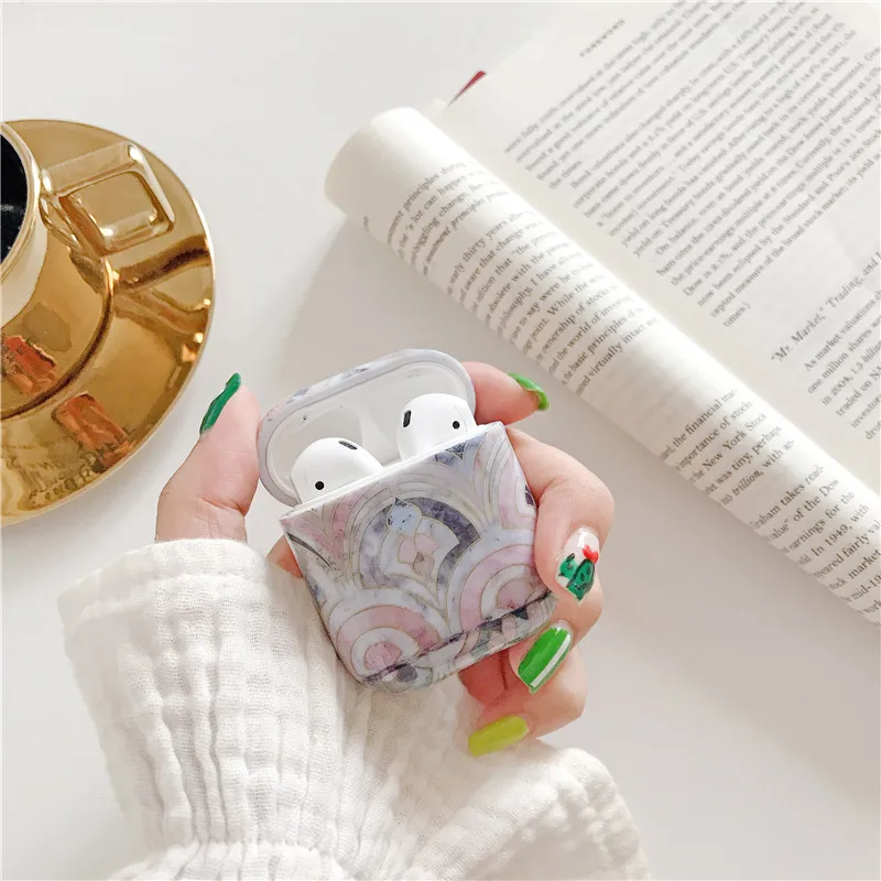 

Retro Scale Marble Case For Apple Airpods Cover Luxury Bluetooth Earphone Case Hard Headphone Charing Case Box For Airpods Funda