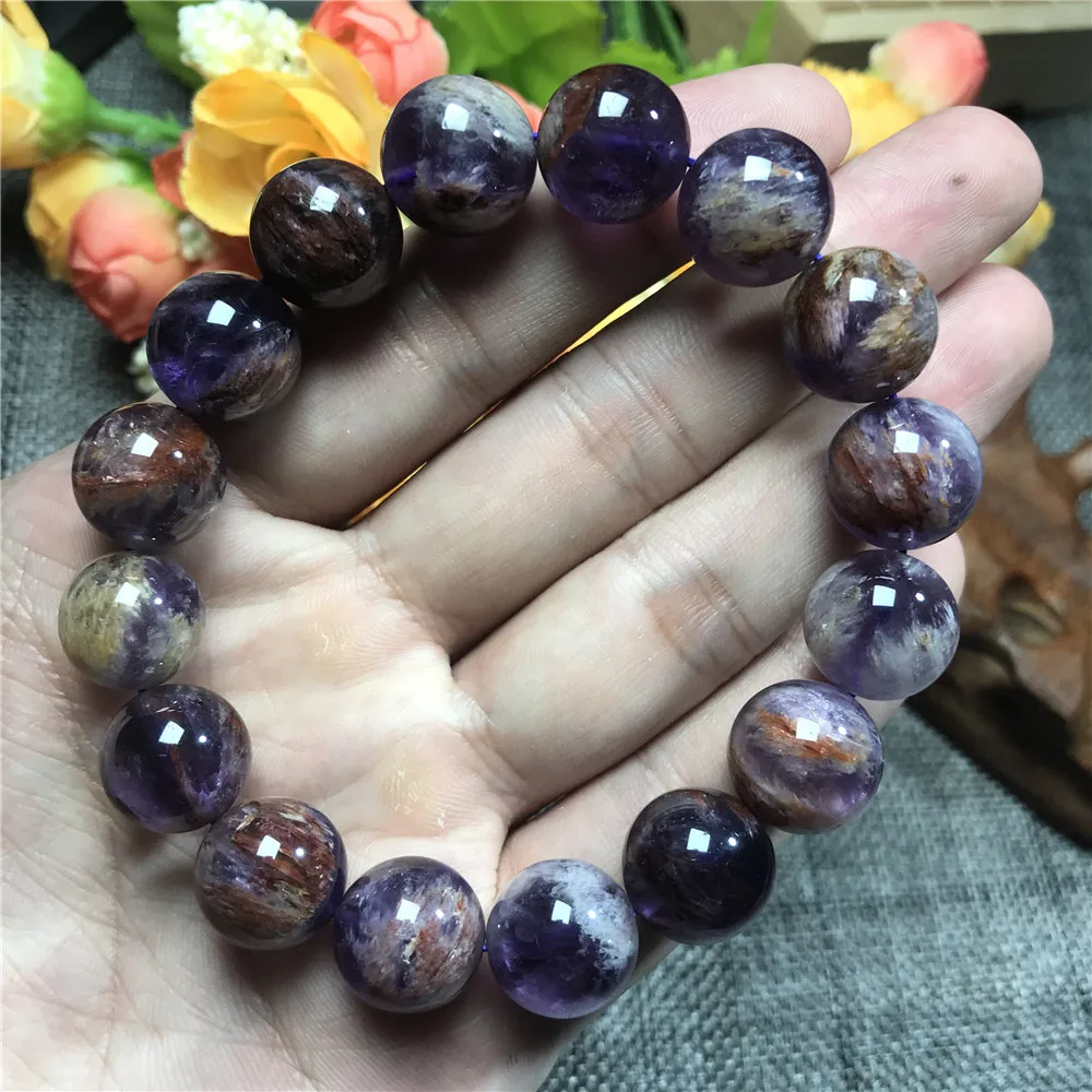 Natural Cacoxenite Purple Phantom Bracelet (1)