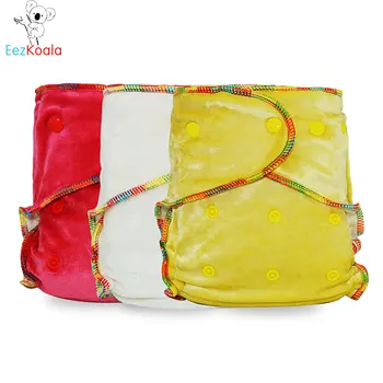 

EezKoala 3pcs Eco-friendly Bamboo Velour Fitted Cloth Diaper Wholesale Reusable Heavy Wetter AI2 Baby AIO Diaper Washable