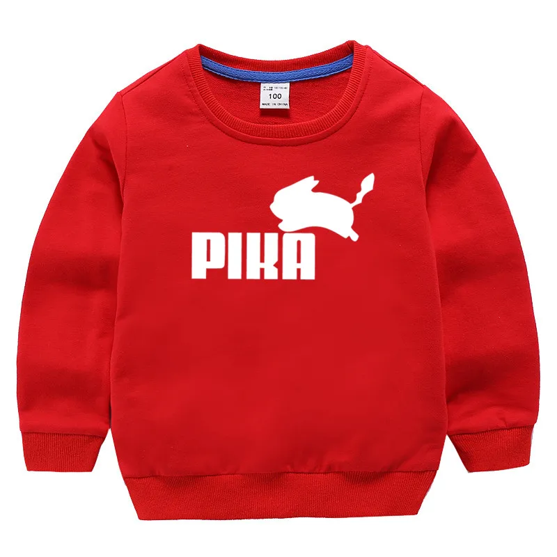 Детский свитер Pika Chu; осенне-зимний свитер с покемонами; толстовка с капюшоном; Рождественская одежда черного цвета; подарок в пятницу - Цвет: T105A-red