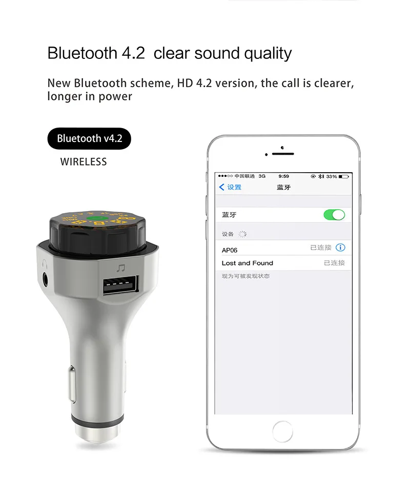 AP06 стиль металлический Автомобильный Bluetooth MP3 плеер безопасность молоток Hands-Free Звонки fm-передатчик пересечение границы