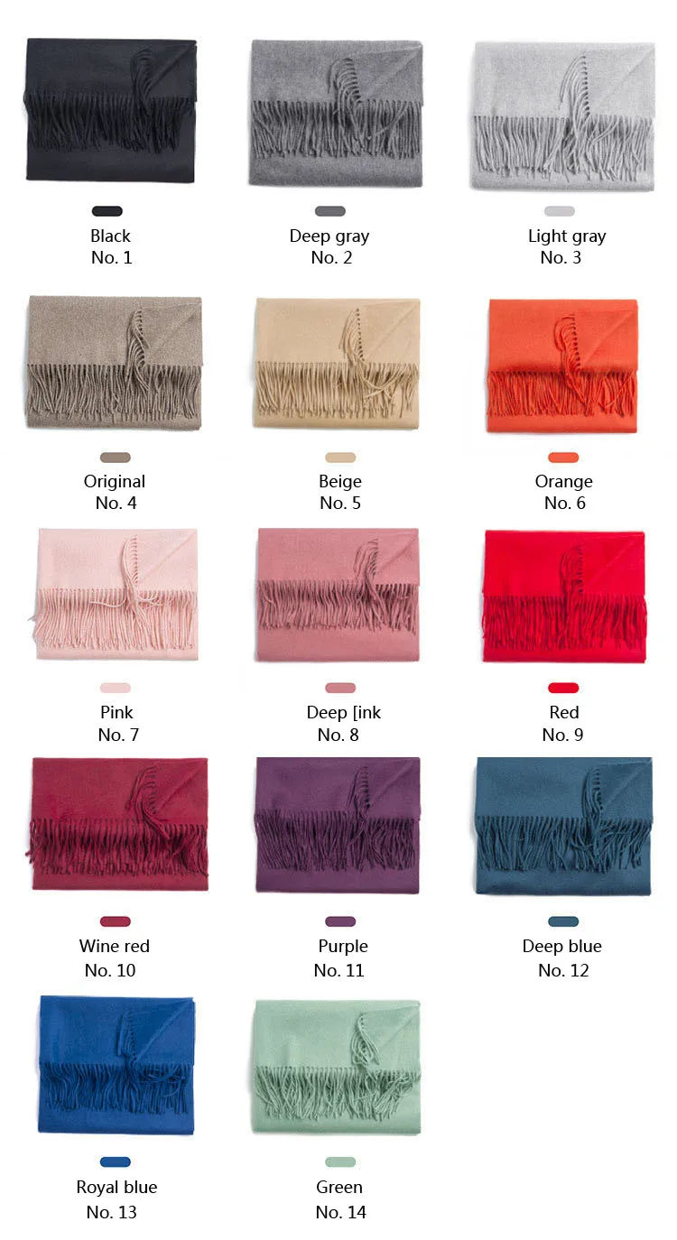 Top Grade Cashmere Scarf Women for Ladies Men's Scarves Solid Long Scarves with Tassel Shawl Wraps Poncho Stole 70*200cm