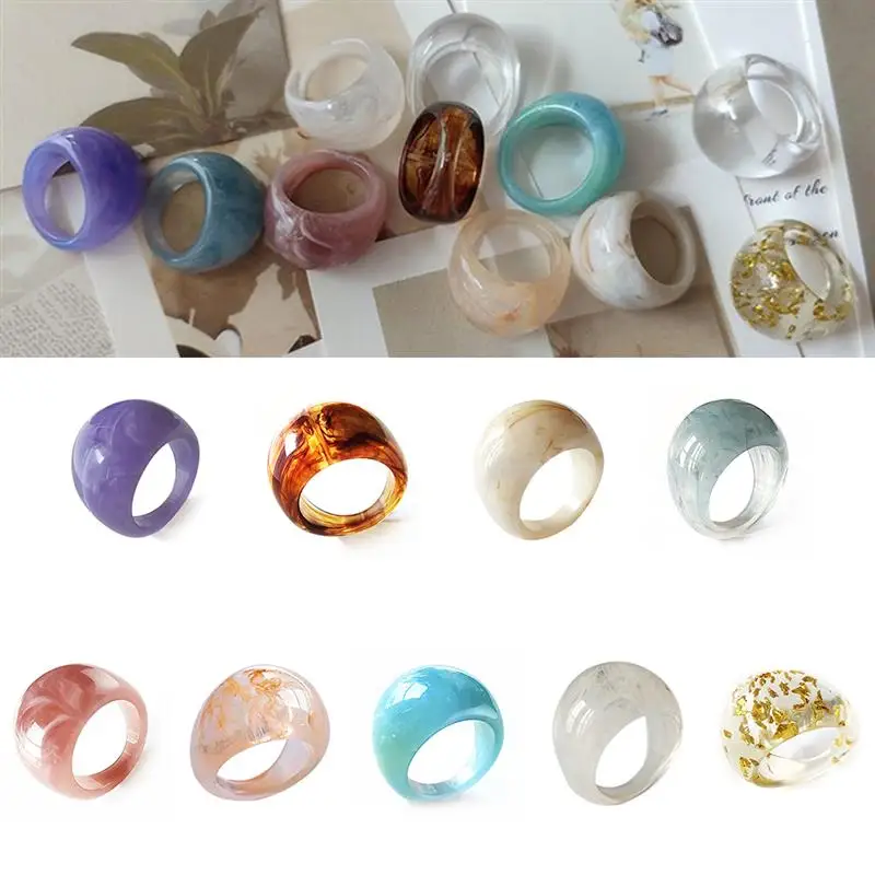 Кольцо из смолы женское винтажное окрашенное акриловое украшение 1 шт. |