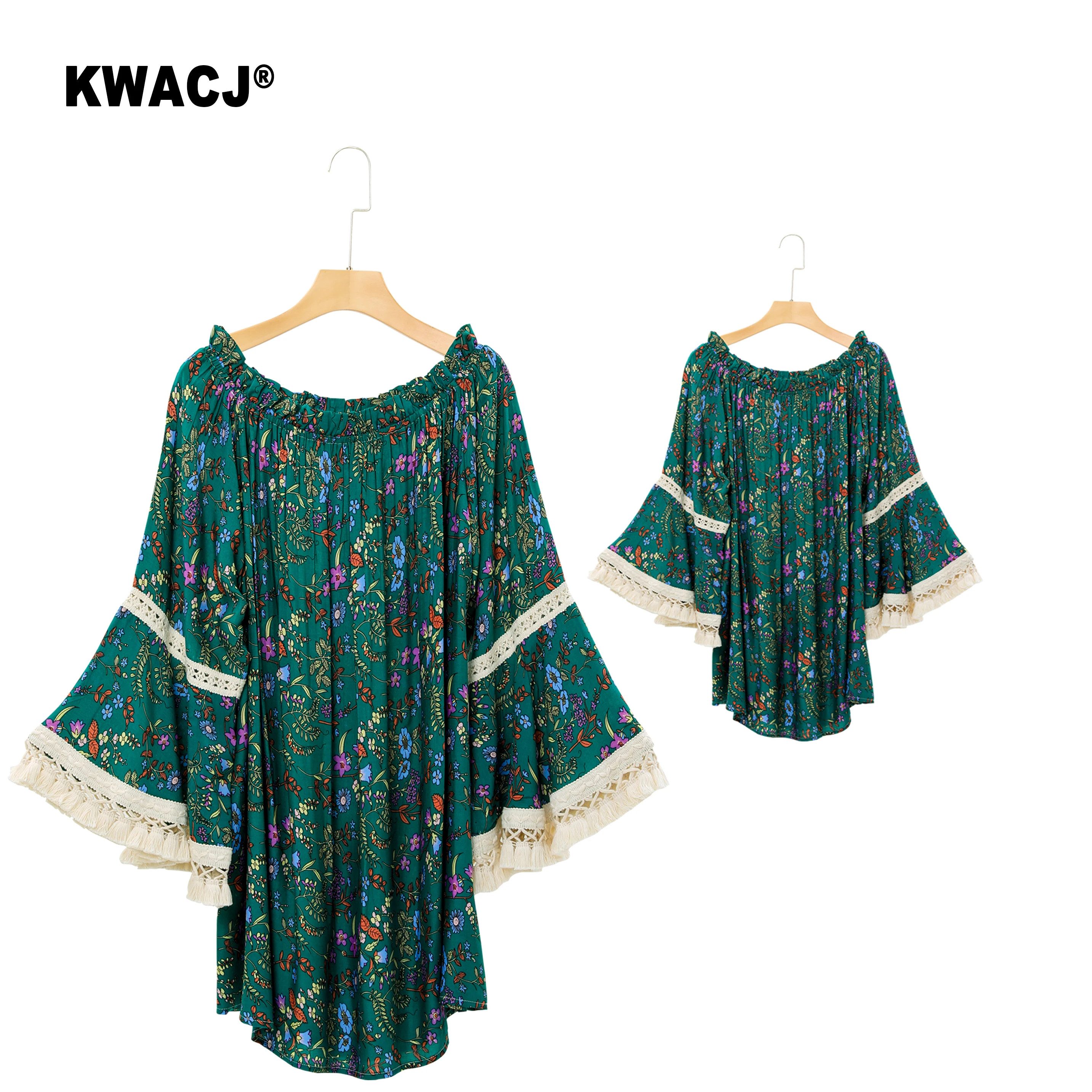 

KWACJ Mother daughter Matching Dresses Floral Off Shoulder Mini Dress Mom & Daugher Dress Mommy and Kid Summer Beach Family Look