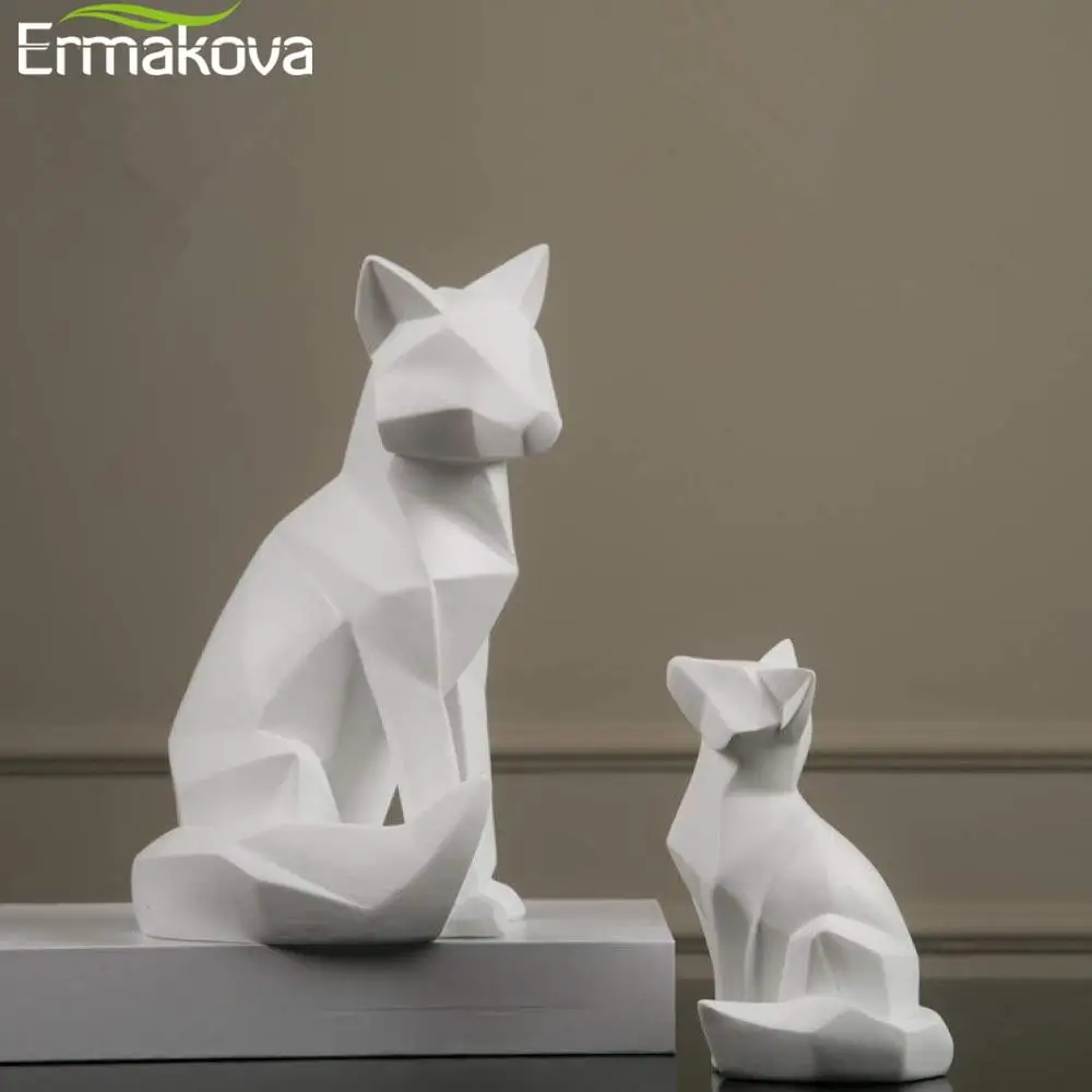Геометрическая скульптура лисы ERMAKOVA статуи животных простые белые абстрактные