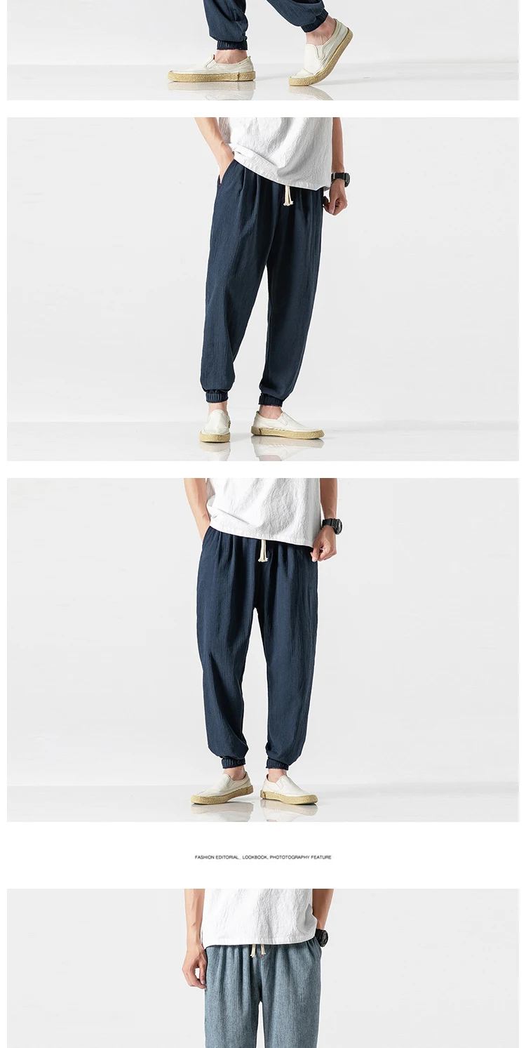 Japanese thin bloomers, linen pants, cotton and linen harem pants men  harajuku fashion  japanese fashion mens hip hop clothing
