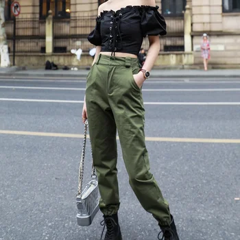 

High Waist Pants Camouflage Loose Joggers Women Army Harem Camo Pants Streetwear Punk Cargo Pants Women Capris Trousers 2020
