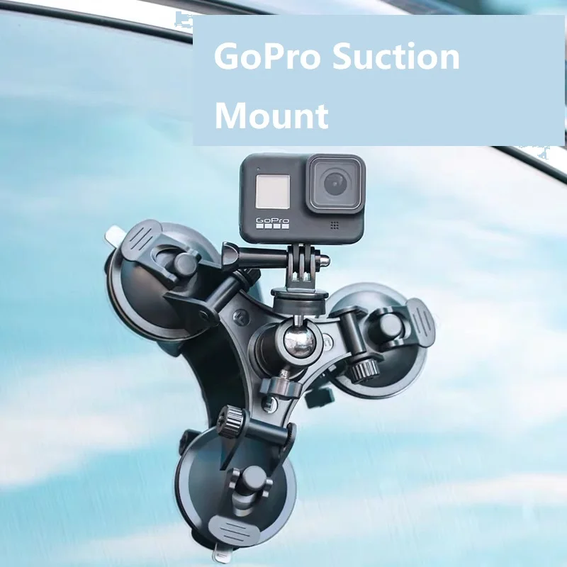 

Action Camera Triple Suction Cup Mount for GoPro Hero 9 8 7 5 Black SJ7 Yi 4K H9 Mount Window Glass Sucker Accessory