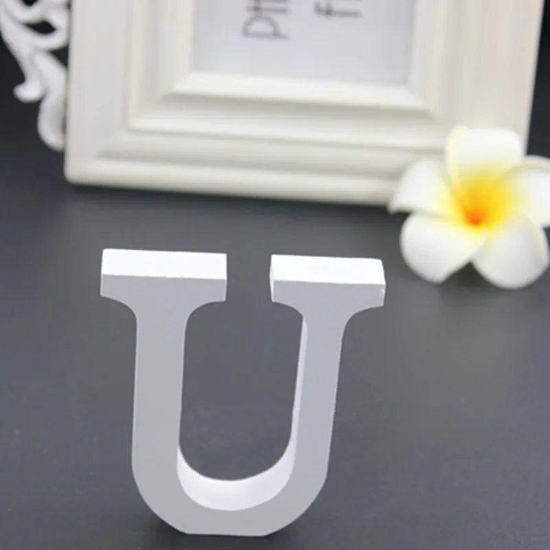 ZM-U 1pc 8CM White Wooden Letters English Alphabet DIY Personalised Name Design Art Craft Wedding Home Decor letters room decoration - Цвет: ZM-U