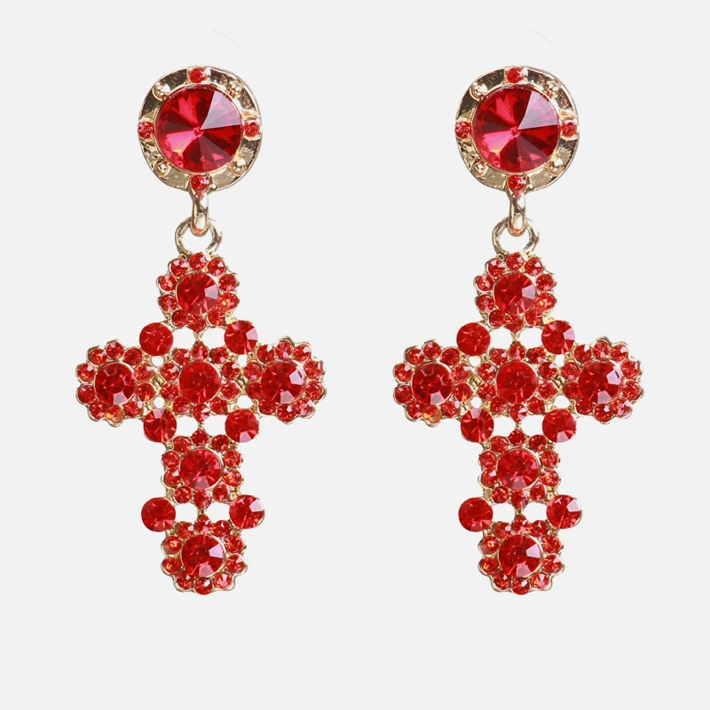 Ztech Red Resin/Crystal Drop Earrings For Women Handmade Fringed Tassel Dangle Statement Wedding Earrings Party Christmas Gift - Окраска металла: E1549-Red