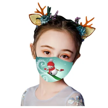 

1PC Children Christmas face mask masque Cartoon Printed Reusable Washable Outdoor mascarillas Breathable Face Mask masque tissu
