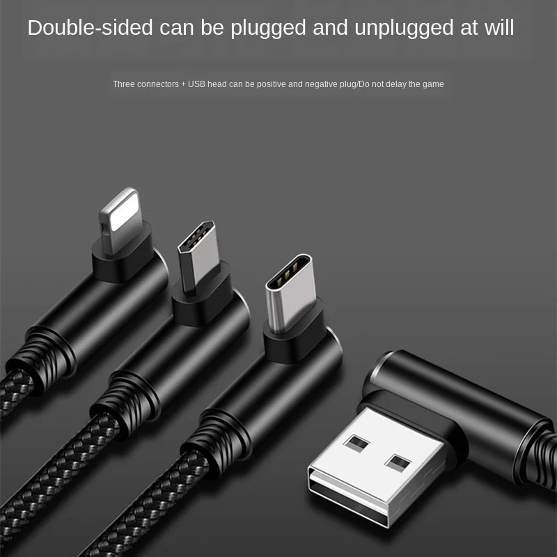 

Three-in-One Data Cable Elbow Three-in-One Data Cable Charging Cable Universal Handphone Three-in-One Charge Line