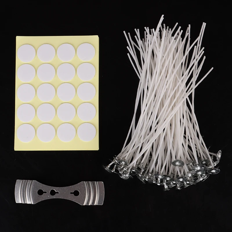 100Pcs /set 10-20cm Candle Wick With Candle Wick Stickers And Candle Wick Centering Device