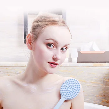 

1 Pcs Bath Brush Silicone Long Handle Massage Cleaning Back for Shower Bathroom GQ