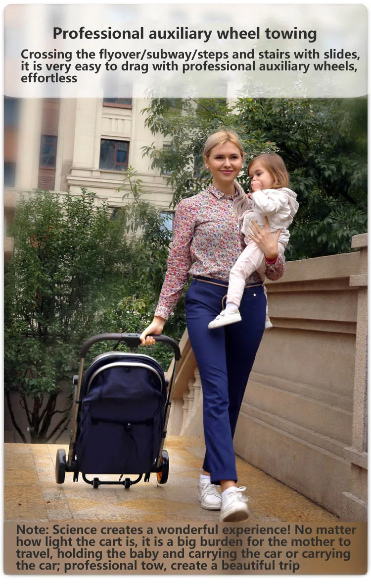 Baby stroller can sit reclining lightweight folding four-wheel shock newborn baby stroller baby stroller