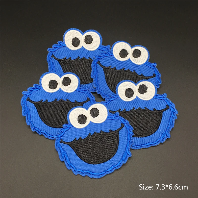 5PCS/set Sesame Street Elmo Cookie Monster Patches for Clothes Embroidery Iron On Patches Cute DIY Stickers Clothes Kids T-shirt 