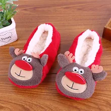 Милые зимние тапочки; мягкий мультяшный Рождественский Снеговик; теплые домашние тапочки с изображением лося; женская обувь без шнуровки на плоской подошве