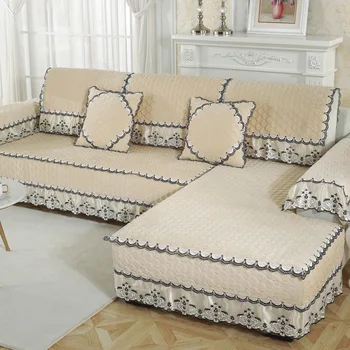 

European Solid Color Thick Plush Universal Sofa Cover for Living Room Sofa Towel Slip-resistant Sofa Cover Strech Sofa Slipcover