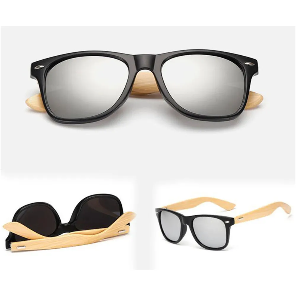 NEW Retro Polarized Sunglasses Men Women Travel Sport Fashion Brand Design Bamboo Wood Frame Sun Glasses For women - Цвет оправы: Silver