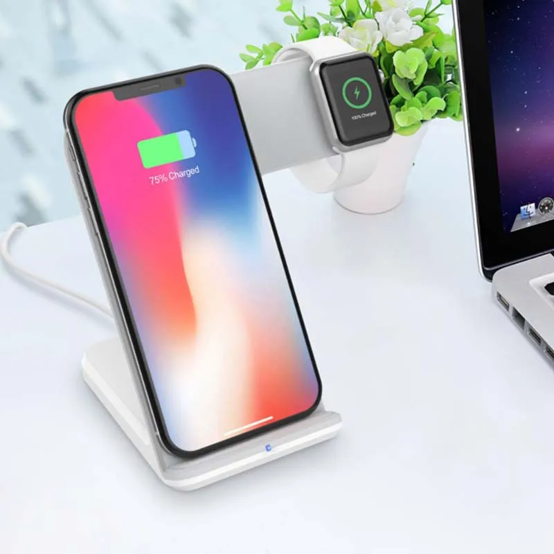 2 в 1 быстрая зарядка беспроводное зарядное устройство для Apple watch 2 3 Qi Беспроводное зарядное устройство для iPhone X 8 Plus для samsung S9 S8 note 8 Whi