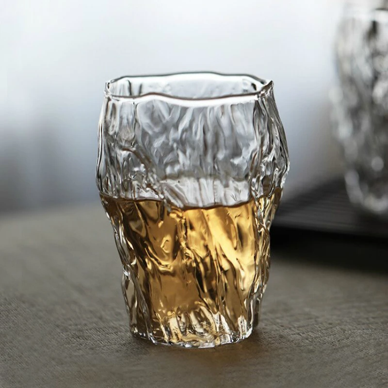 Creative Bark Whiskey Glass Irregular Twisted Tumbler Art Whisky Wine Drinking Glasses Japan Design Party Water Tea Cup Teacup