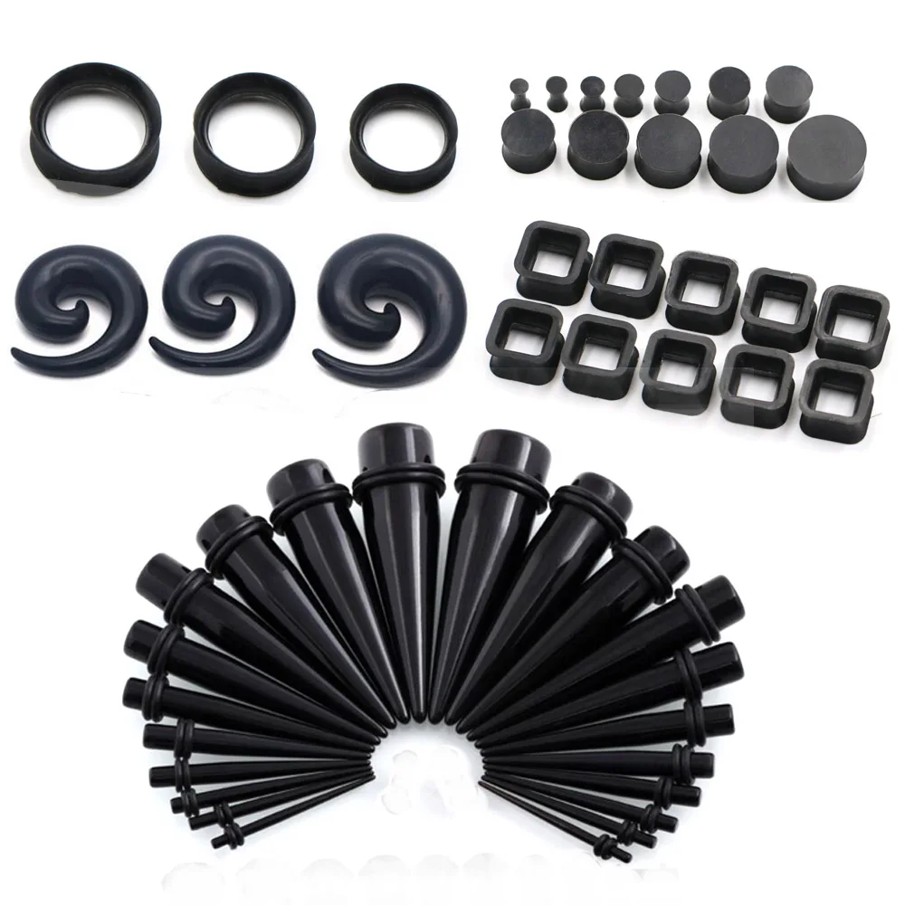 

2PCS Black Tunnel Plug Piercings Acrylic Spiral Ear Taper Piercing Earlets Stretchers Gauge Expander Saddle Plugs Jewelry