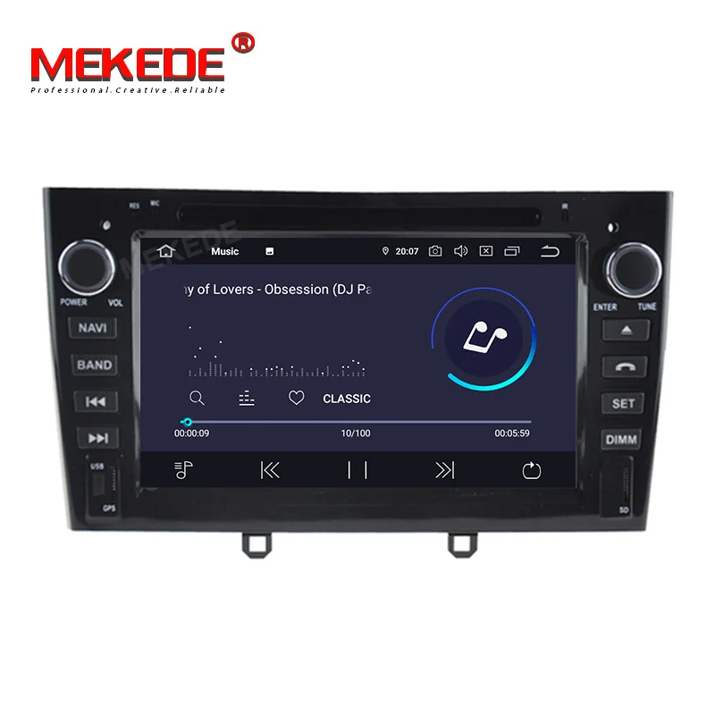 MEKEDE 4+ 64G Автомобильный dvd-плеер Android 9,0 Авторадио мультимедийный плеер для PEUGEOT 308 2007-2013408 2011- с gps-навигацией