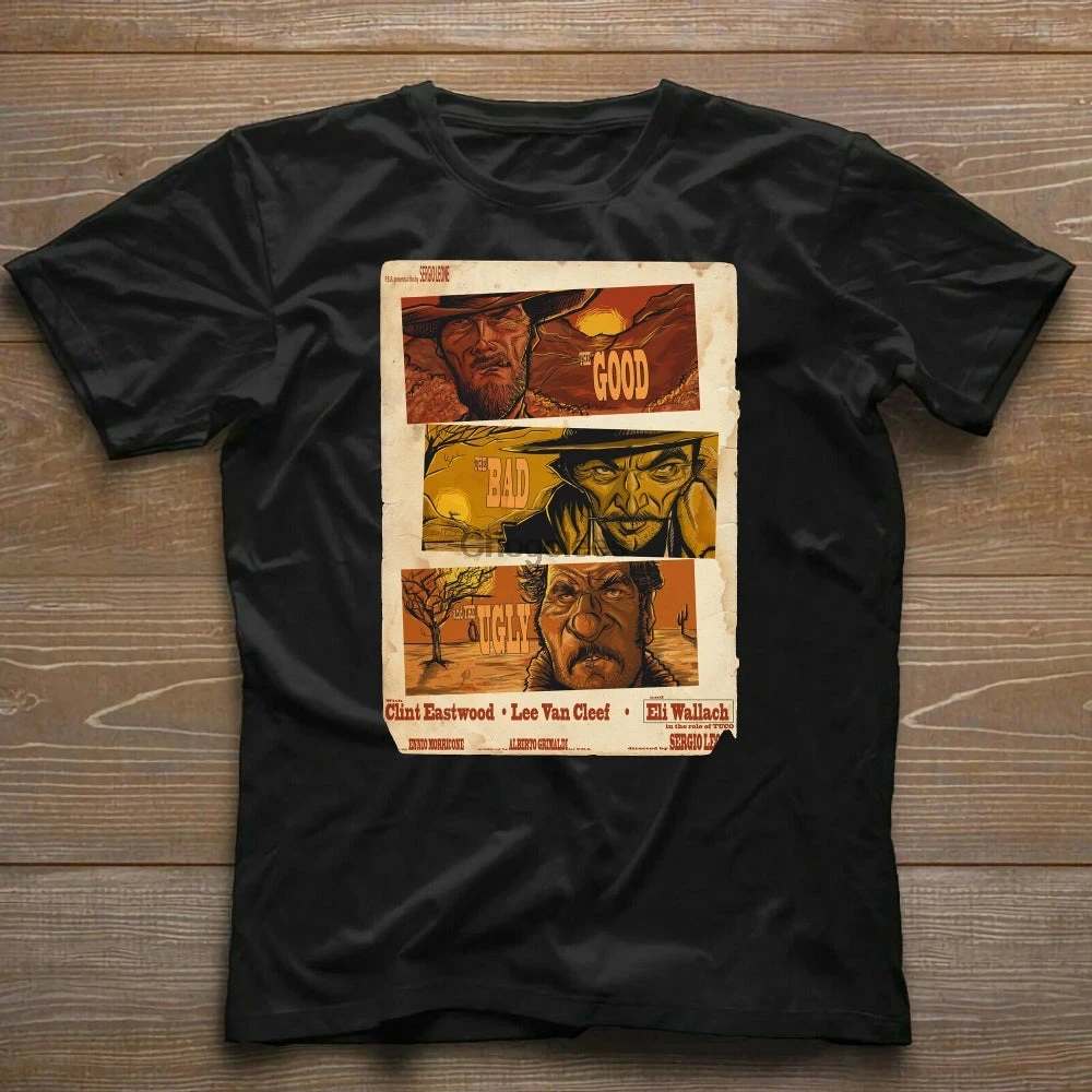The Good Bad &amp Гадкий фильм ковбой Eastwood Западная футболка подарок |
