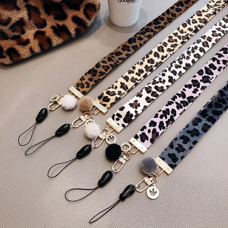 

Leopard print Phone holder Key Lanyard Cheetah ID Badge Holders Animal Phone Neck Straps with Keyring