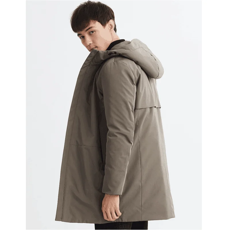Men's Clothing Coats Jackets Solid Down Coats Down Jacket Filling White Duck down Coats Long Cloth Hooded Casual Coat Boy