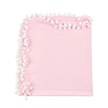 

Baby Soft Muslin Swaddle Blankets Pom Pom Swaddle Wrap Newborn Photography Props