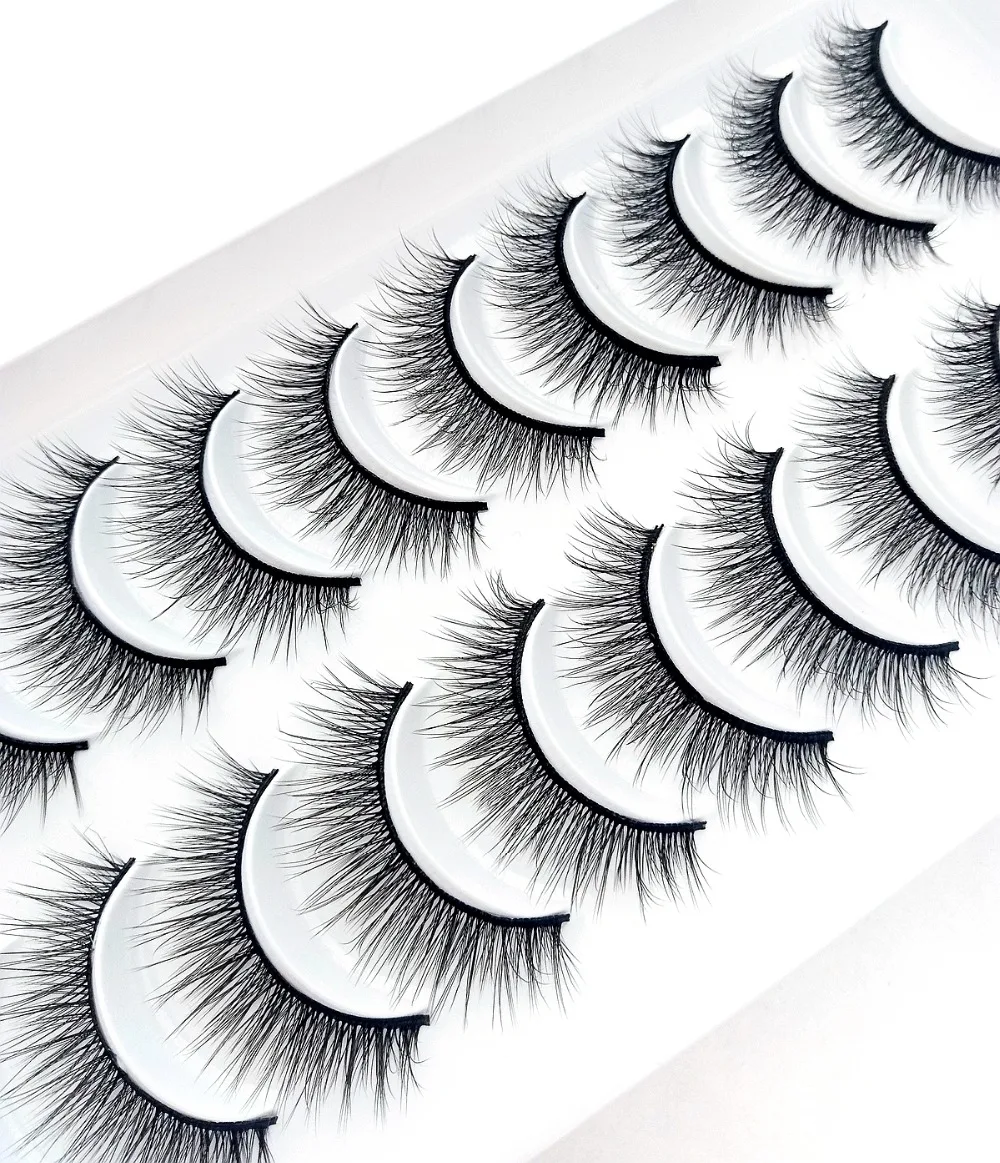 NEW 10 pairs Real Mink Eyelashes 3D Natural False Eyelashes 3d Mink Lashes Soft Eyelash Extension Makeup Kit Cilios