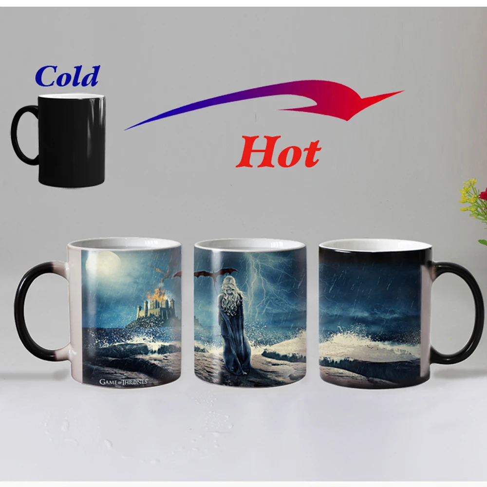 

Dragon mother Ceramic Magic Color changing Tea Cups Heat sensitive Coffee mug cup winter has come Surprised gift