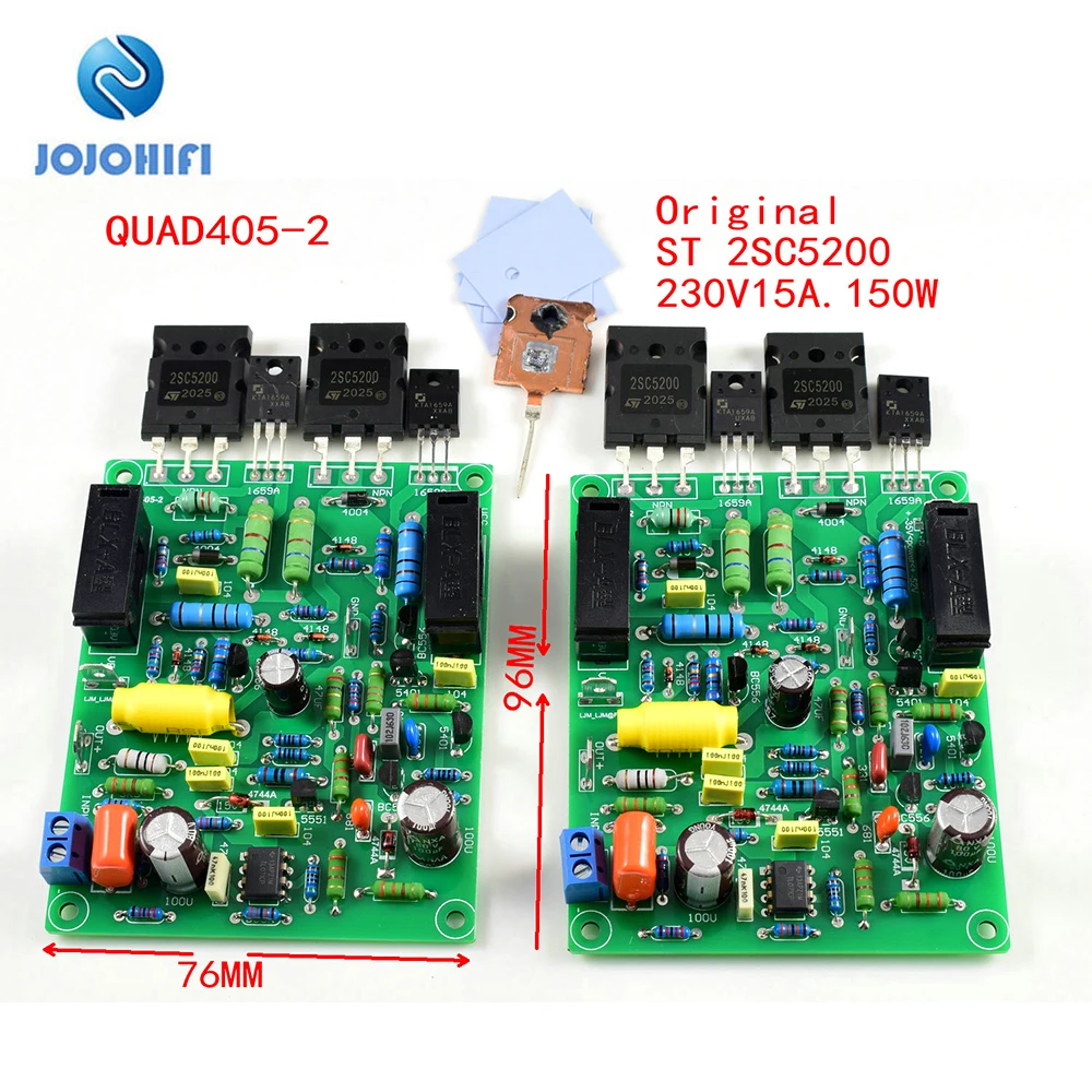 One Pair QUAD405-2 100W 8R 2SC5200 230V 15A 150W JFET Stereo Dual Channel Finished Amplifier AMP Board Assembled 2 Boards by LJM