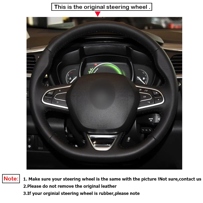 Mewant черная замшевая кожаная накладка на руль для Renault Kadjar 2015 2019 Koleos 2017 Megane 2016
