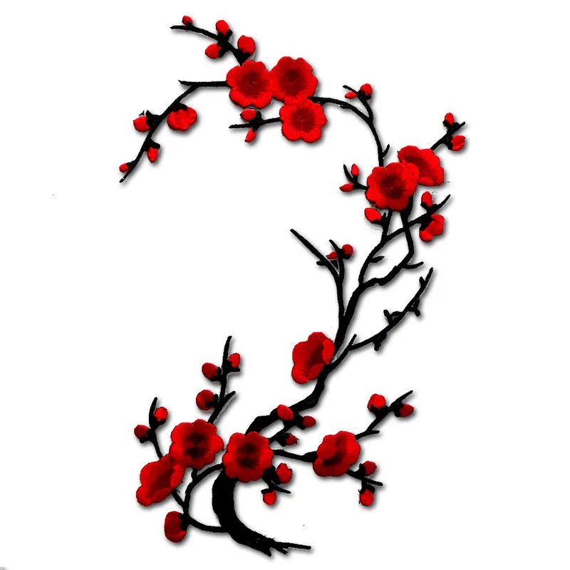 

Plum Butterflies Flower Applique Embroidery Clothing Patch Fabric Sticker Iron On Sew On Patch Craft Sewing Repair Embroidered
