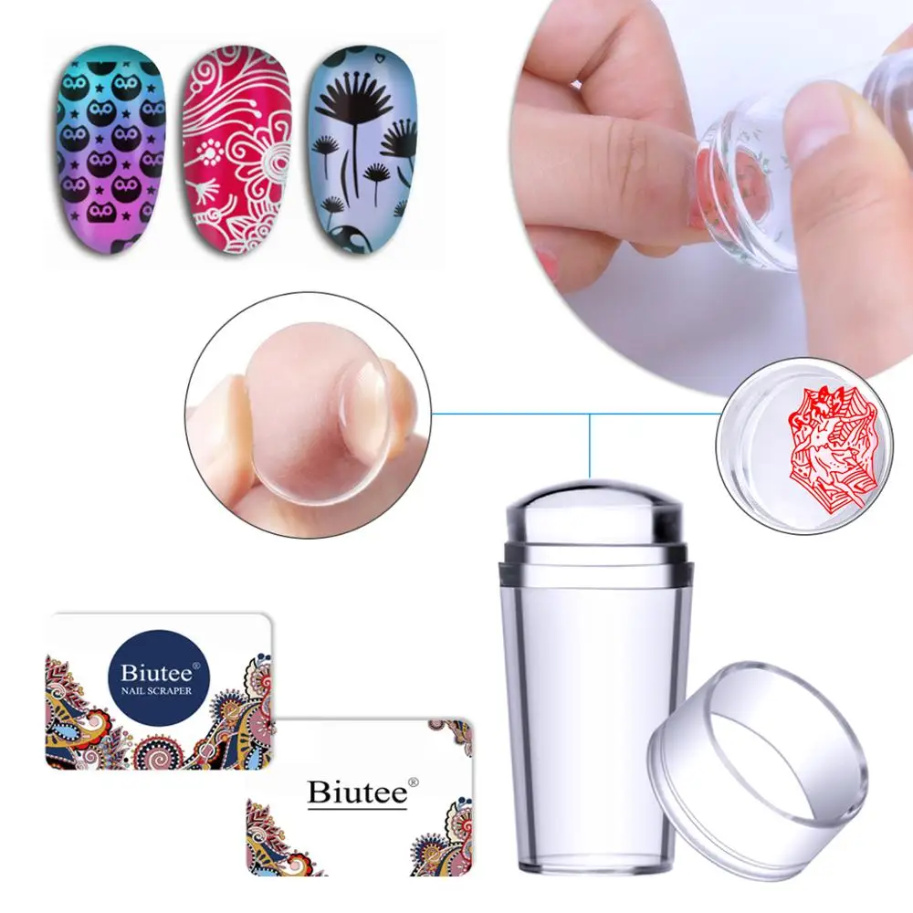 Biutee Square Nail Stamping Plate Design 8pcs 1 Stamper Set 1 Storage Bag Nail Art Stamper 2