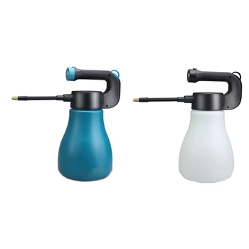 

2Pcs 3000Ml Large Capacity Hand-Held Electric Spray Pot Portable Mist Nozzle Watering Can Sprayer Bottle - Blue & White